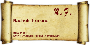 Machek Ferenc névjegykártya